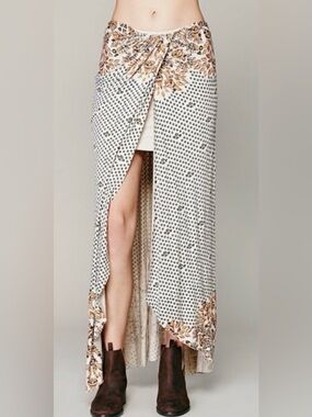 Front Split Patterned Free People Skirt